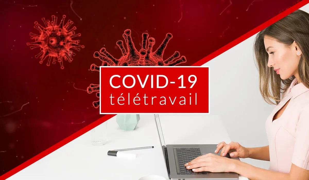 Fond virus femme ordinateur covid-19 teletravail Fond virus femme ordinateur covid-19 teletravail