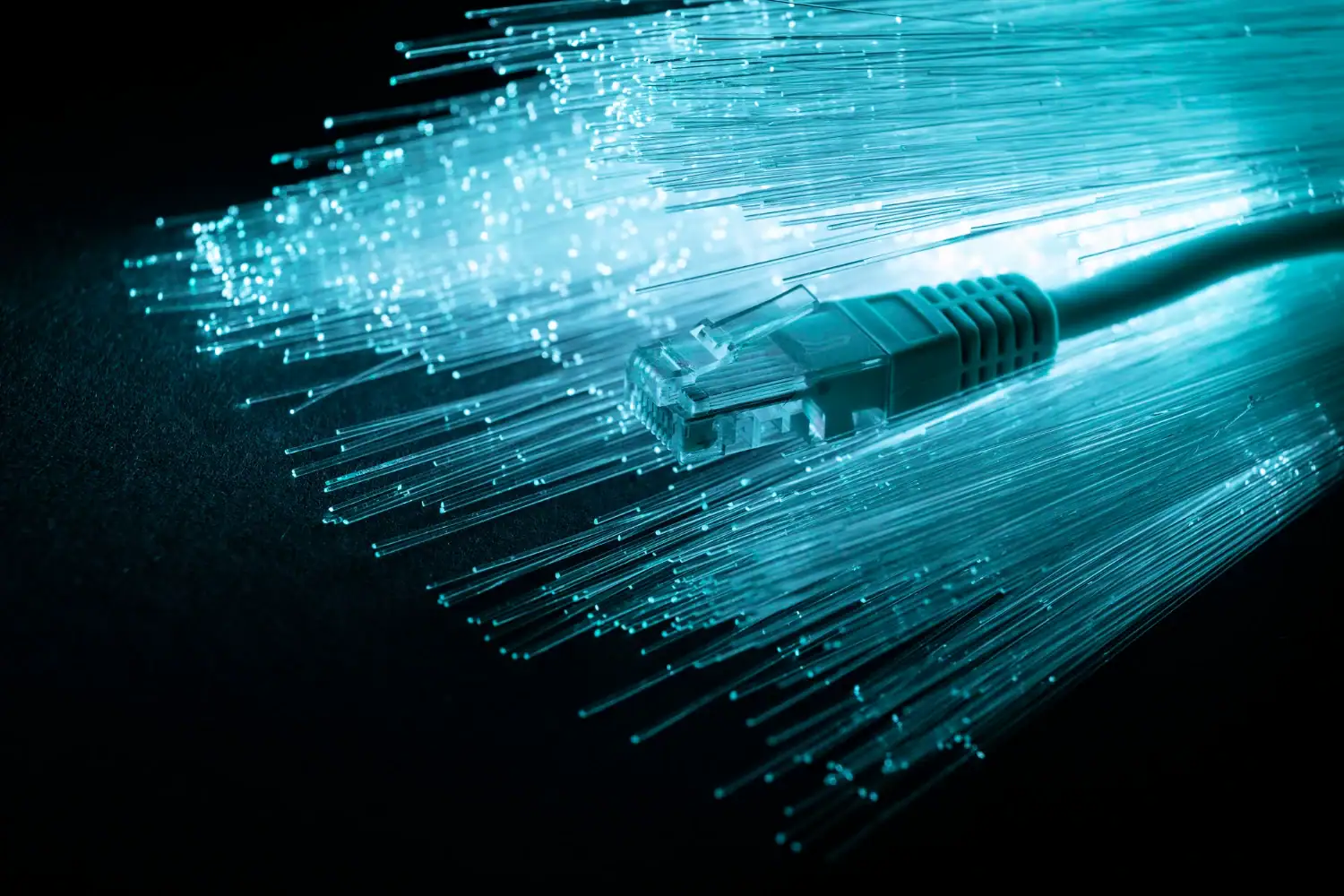 fibre optic image with RJ45 cable internet connection